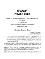 Preview for 1 page of Yamaha PLG100-VH Getting Started Manual