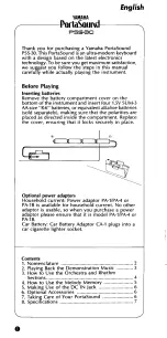 Preview for 2 page of Yamaha PortaSound PSS-30 Owner'S Manual