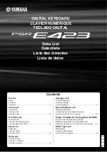 Yamaha PSR-E423 Data List preview