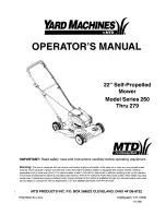 Preview for 1 page of Yard Machines 260 Series Operator'S Manual
