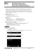 Preview for 1 page of YOKOGAWA MT300 Adjustment Manual