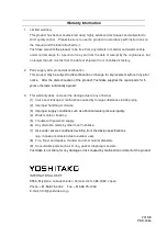 Preview for 20 page of Yoshitake CT-1 Product Manual