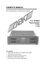 ZABKZ P.A. Series Owner'S Manual preview