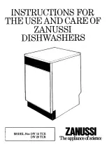 Zanussi DW 15 TCR Instructions For The Use And Care preview