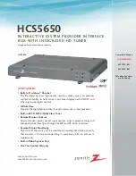 Zenith HCS5650 Specification Sheet предпросмотр