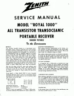 Zenith Royal 1000 Service Manual preview